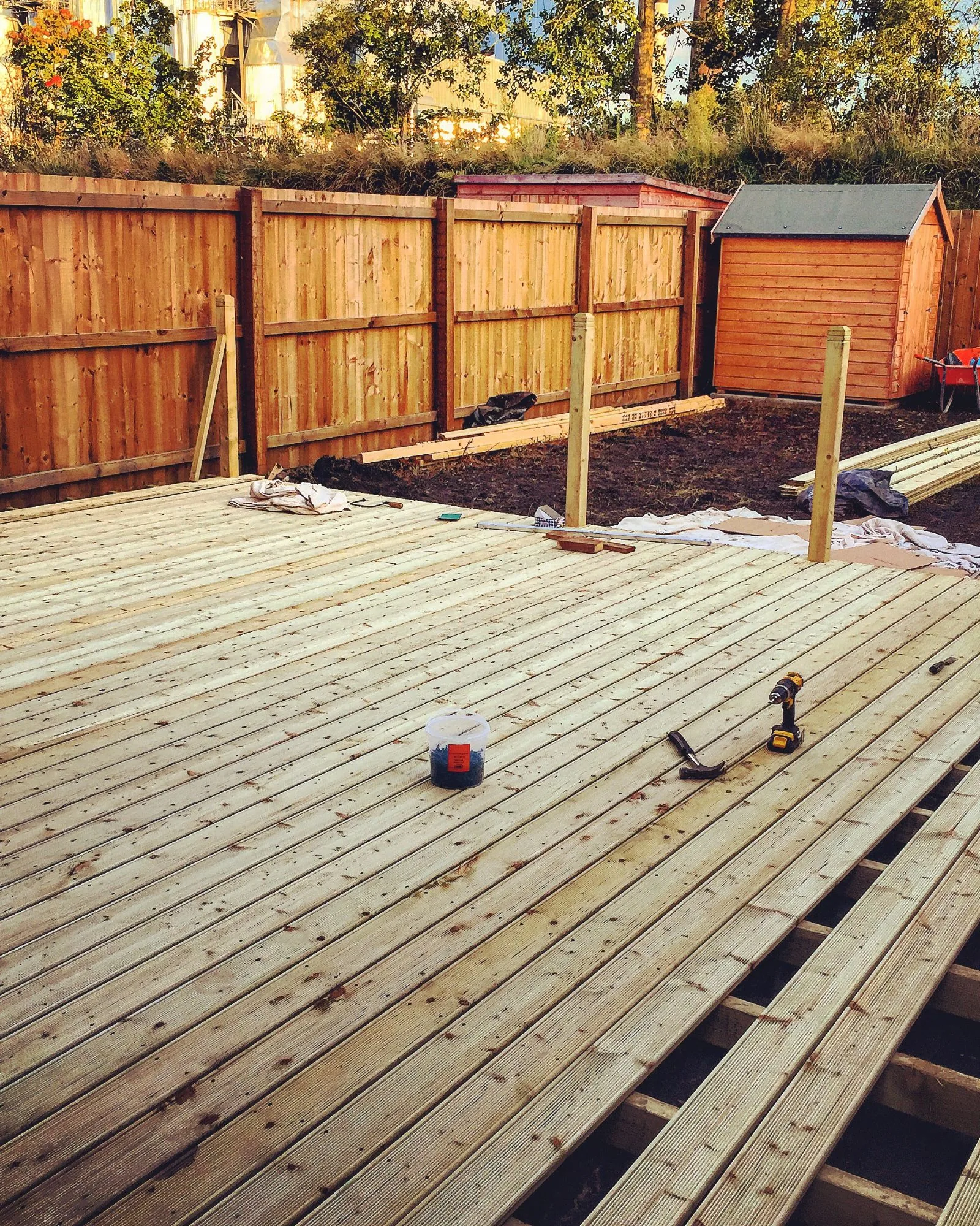 Custom multi-level cedar deck built by Standard Fence near San Leon, Texas